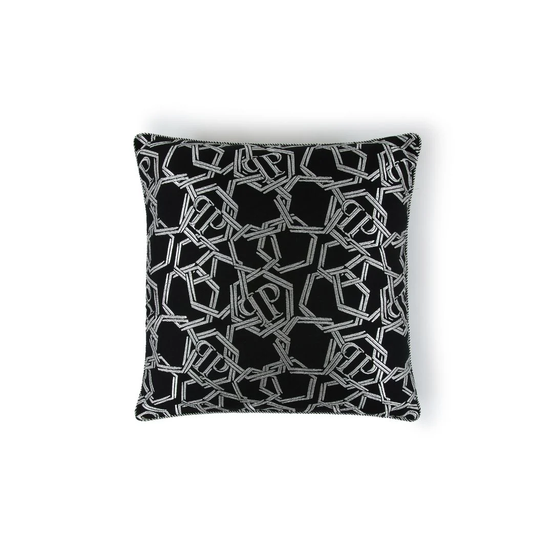 Cuscino Arredo In Raso Jacquard Chains 40X40 Silver Philipp Plein