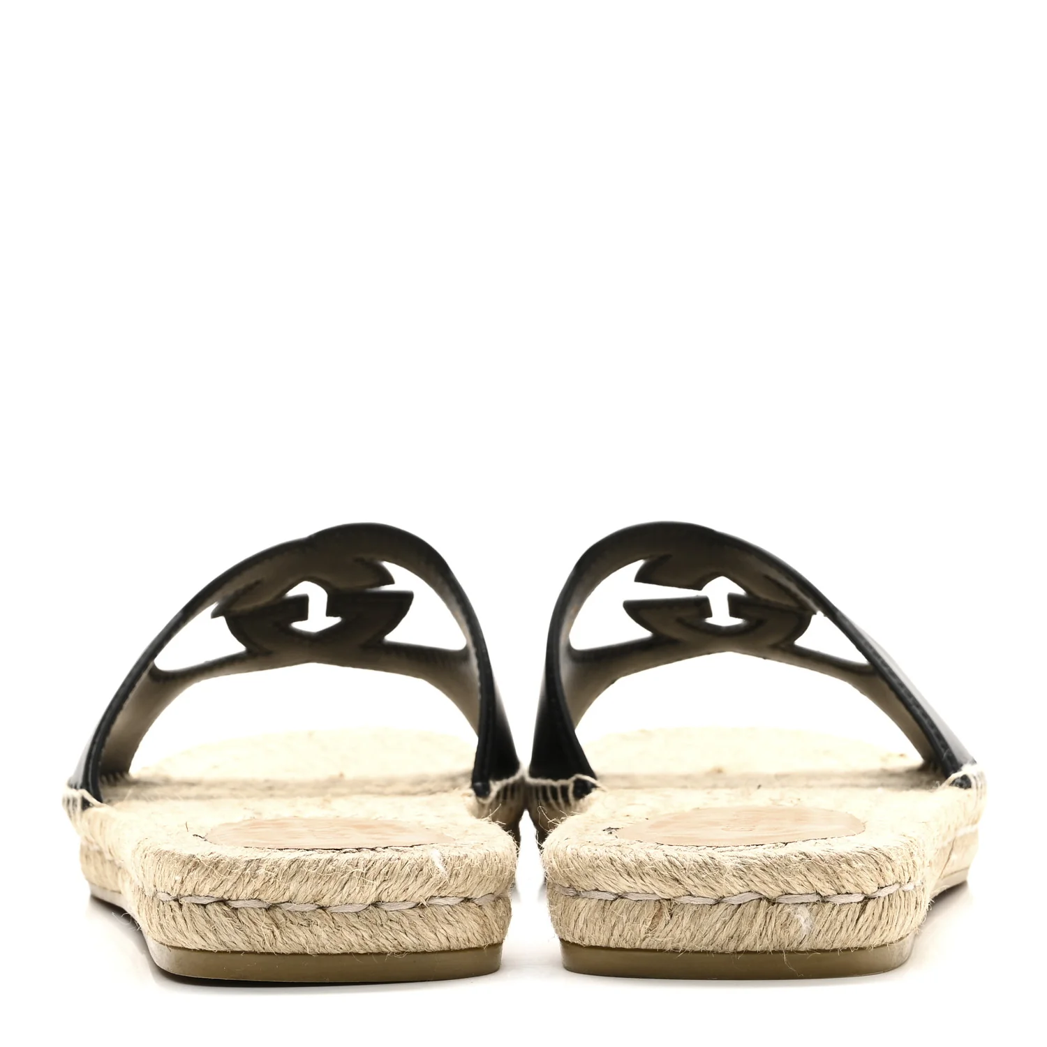 Cosmos Softy Calfskin Espadrille Mens Interlocking G Cut Out Slide Sandals 10 Black - Top Club