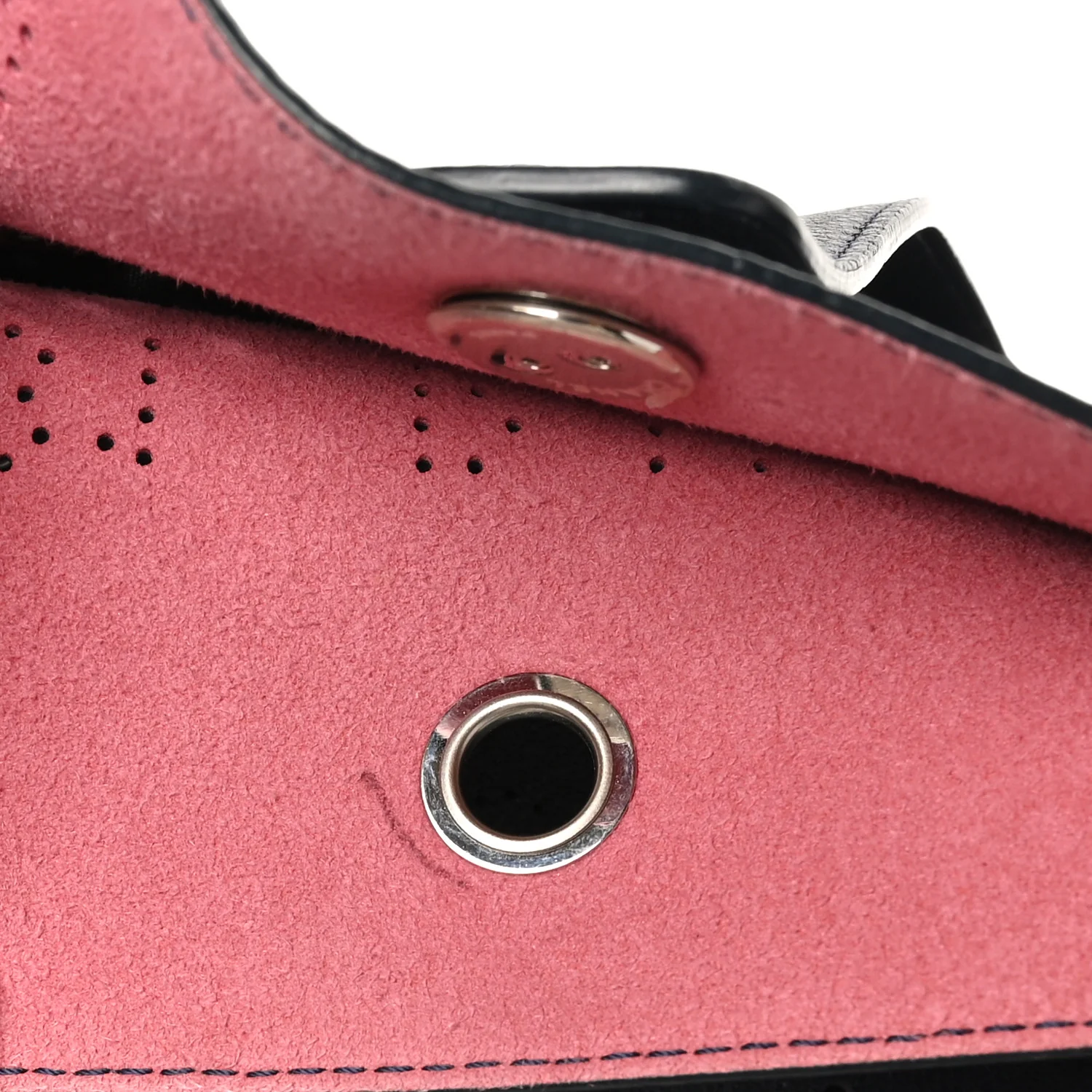 Calfskin Tweed Small Logo Eyelets Shopping Tote Navy Blue - Top Club