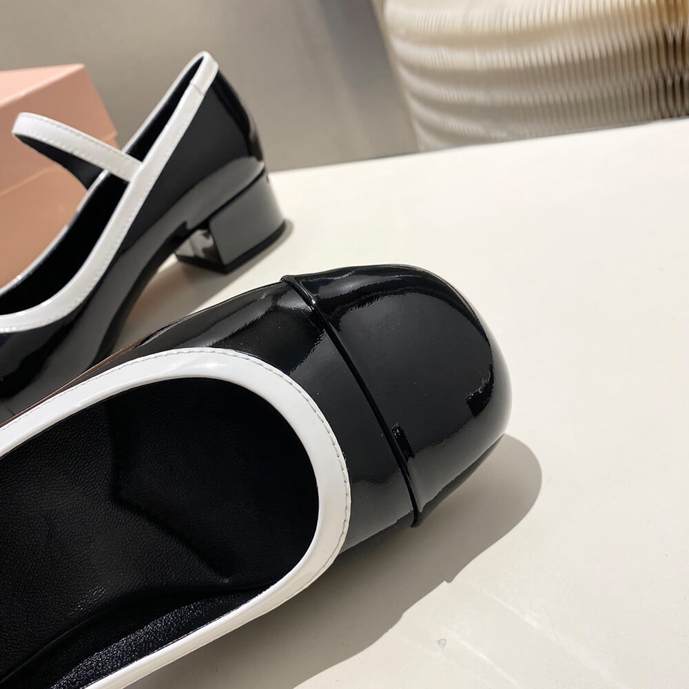 MiuMiu Two-tone patent leather Mary Jane pumps - Top Club
