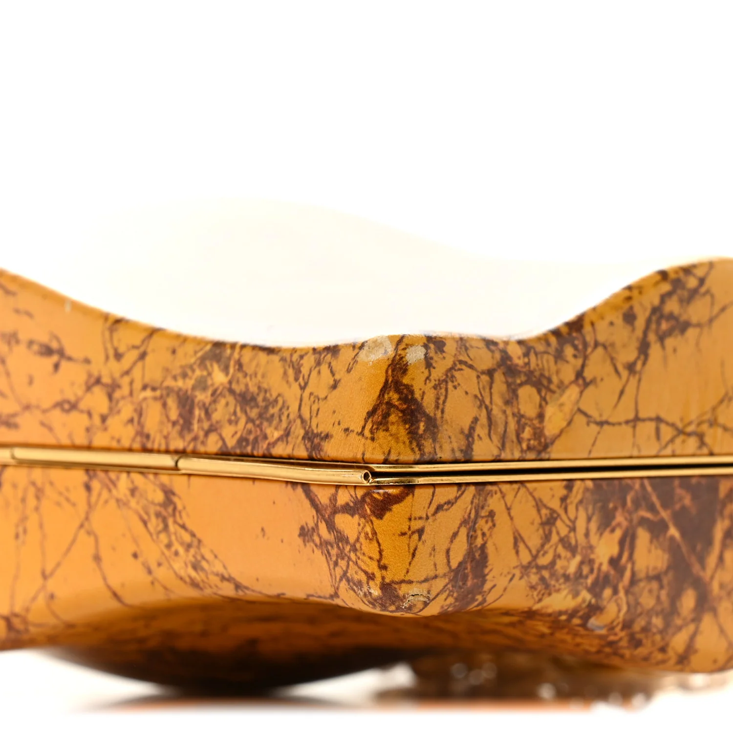 Spazzolato Calfskin Chain Clutch Gold Marble - Top Club