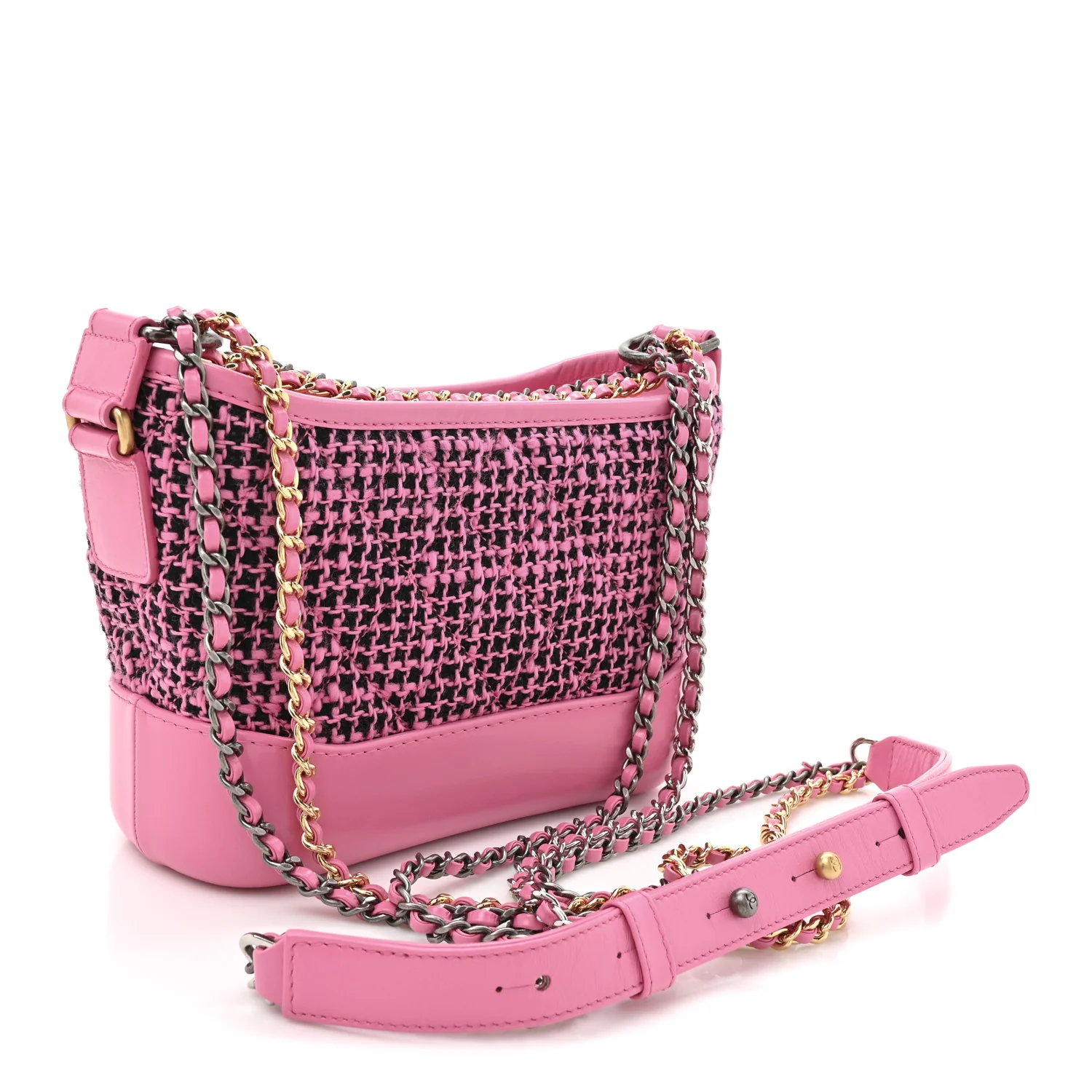 Tweed Calfskin Small Gabrielle Hobo Pink - Top Club