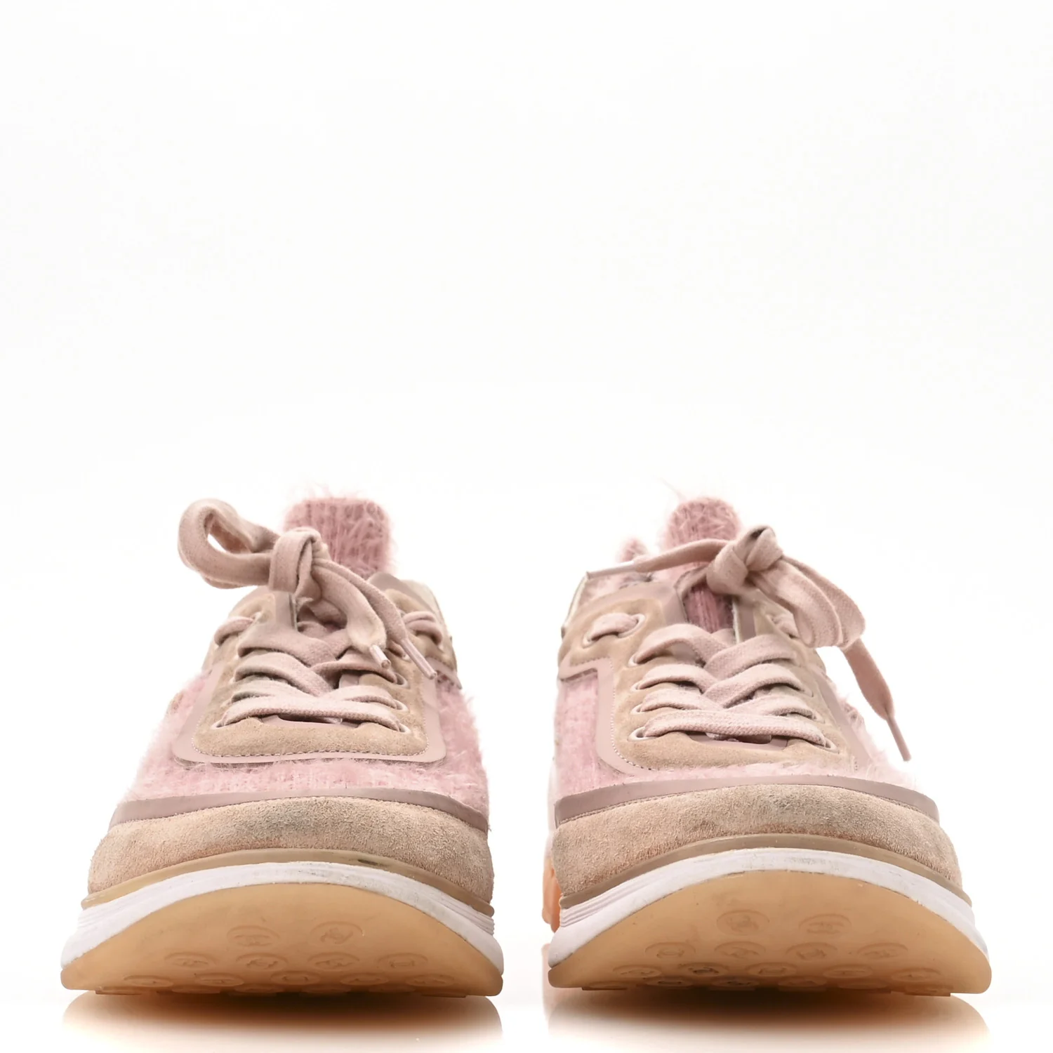 Suede Calfskin Stretch Fabric CC Sneakers 38.5 Pink - Top Club