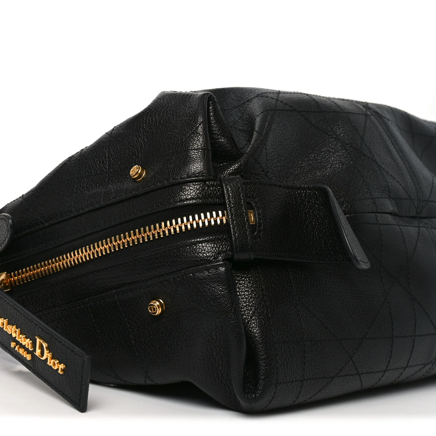 Shiny Grained Calfskin Macrocannage Medium D-Journey Bag Black - Top Club