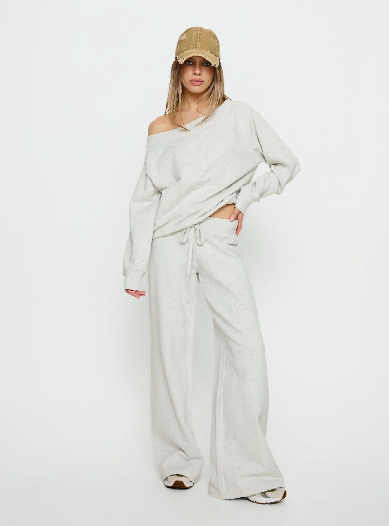 Wellness Off the Shoulder Jumper Grey Marle