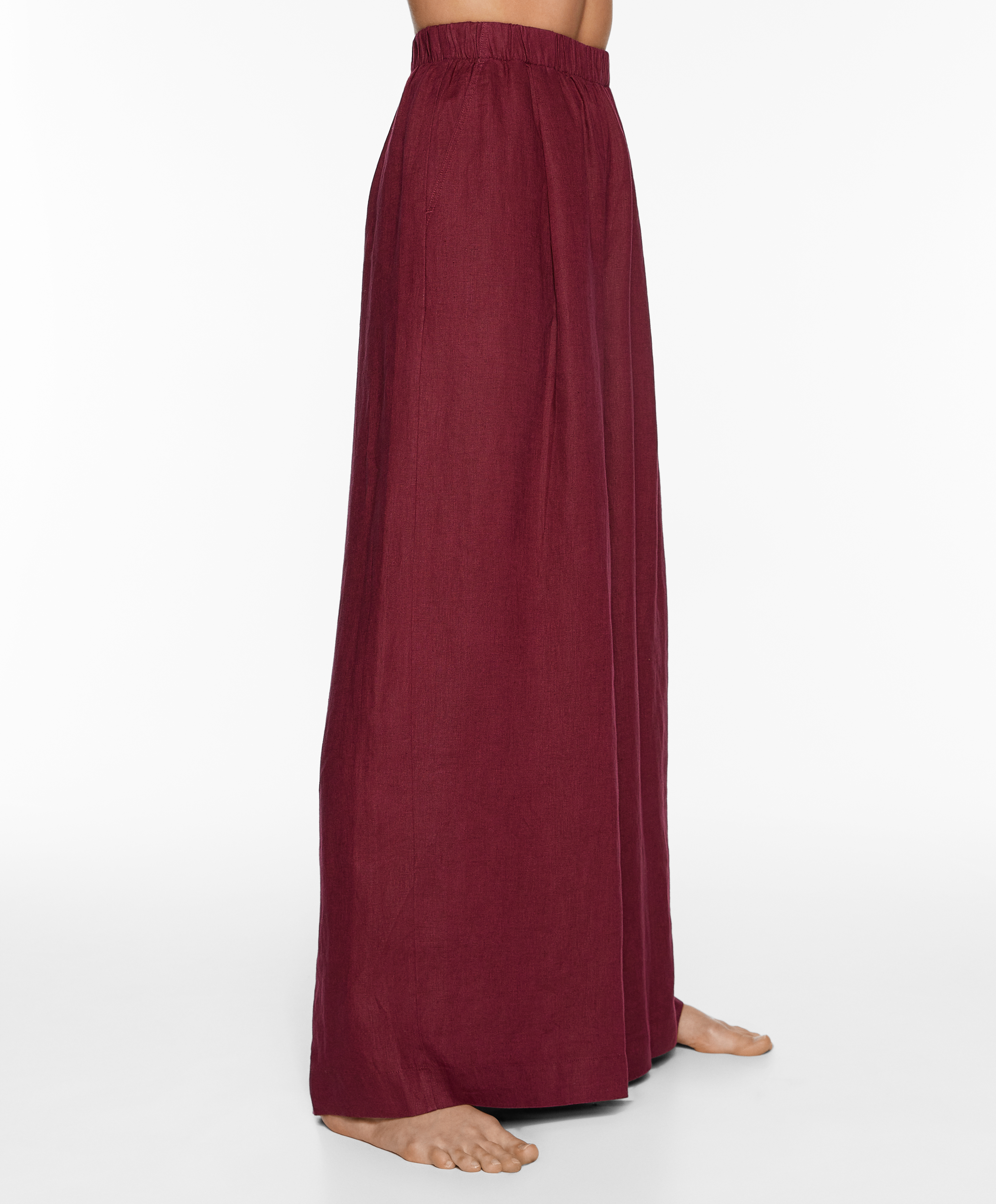 OYSHO 100% linen wide straight-leg trousers