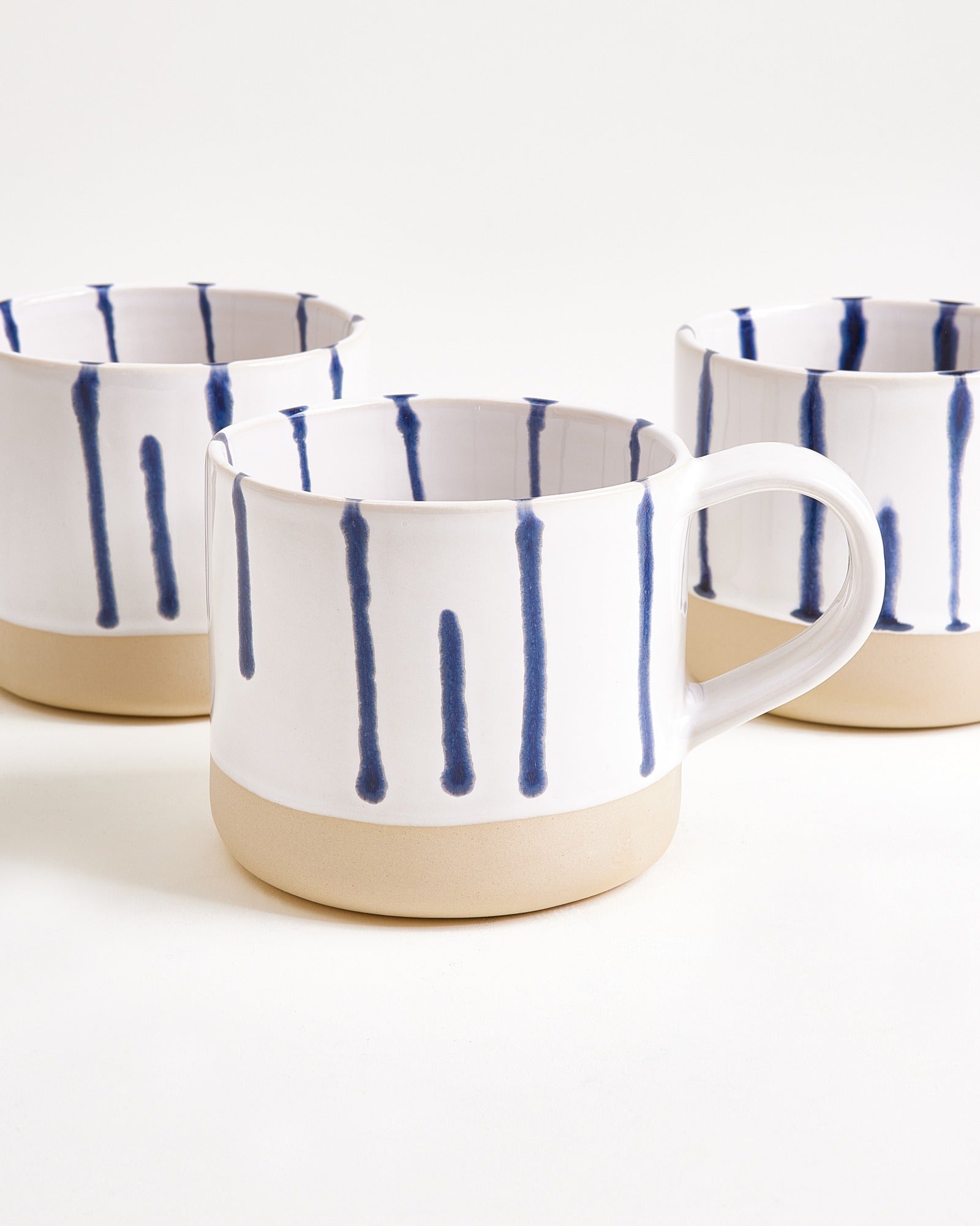 Nódoa Tasse groß gestreift weiß blau 4er-Set