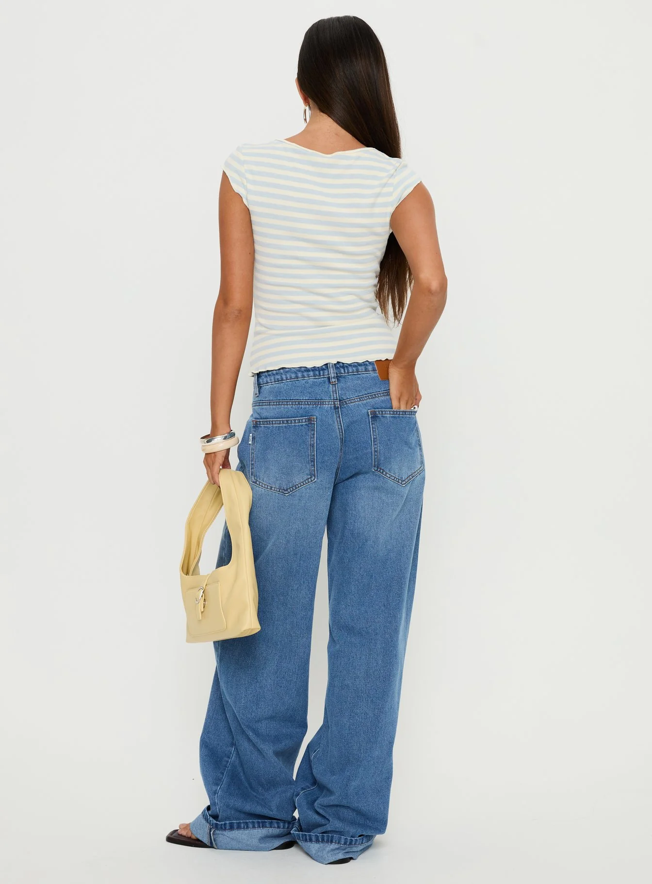 Jacobie Mid Rise Wide Leg Jeans Mid Blue Wash