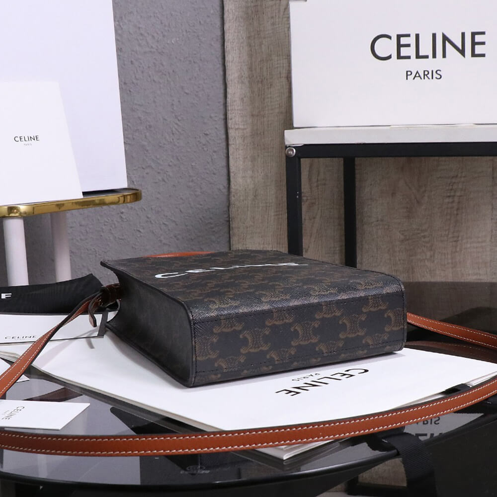 CELINE Mini Vertical Cabas IN Triomphe Canvas with Celine print - Top Club