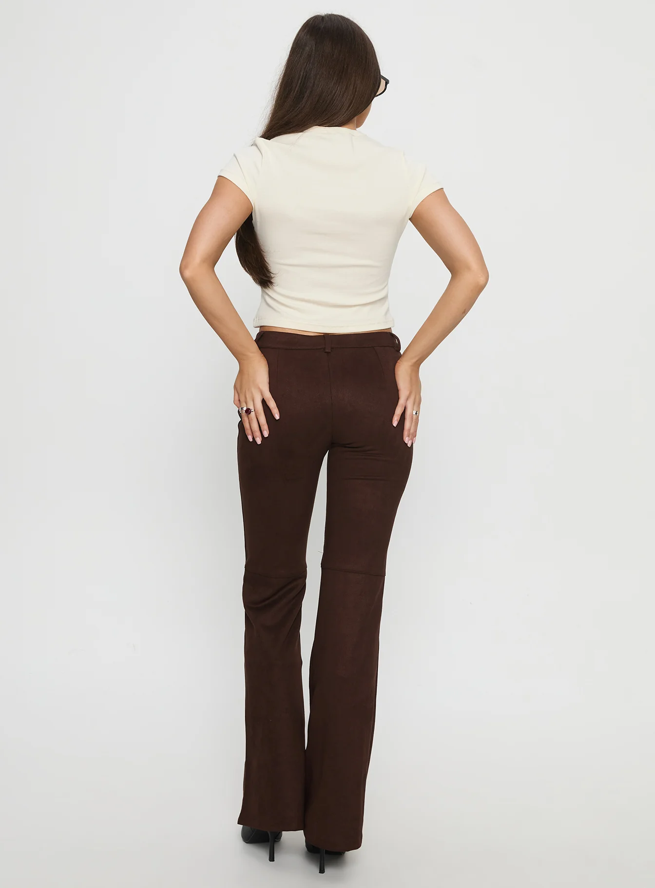 Final Shot Faux Suede Pants Brown