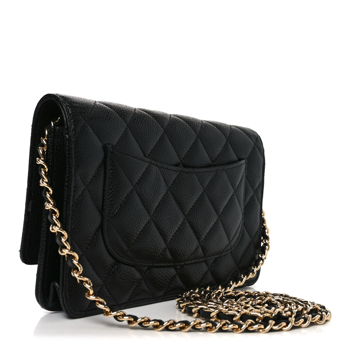 Caviar Quilted Wallet on Chain WOC Black - Top Club