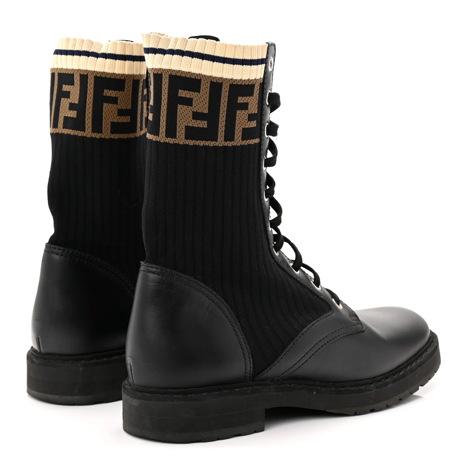 Calfskin Stretch Fabric Rockoko Biker Boots 38 Tobacco Black Marino - Top Club