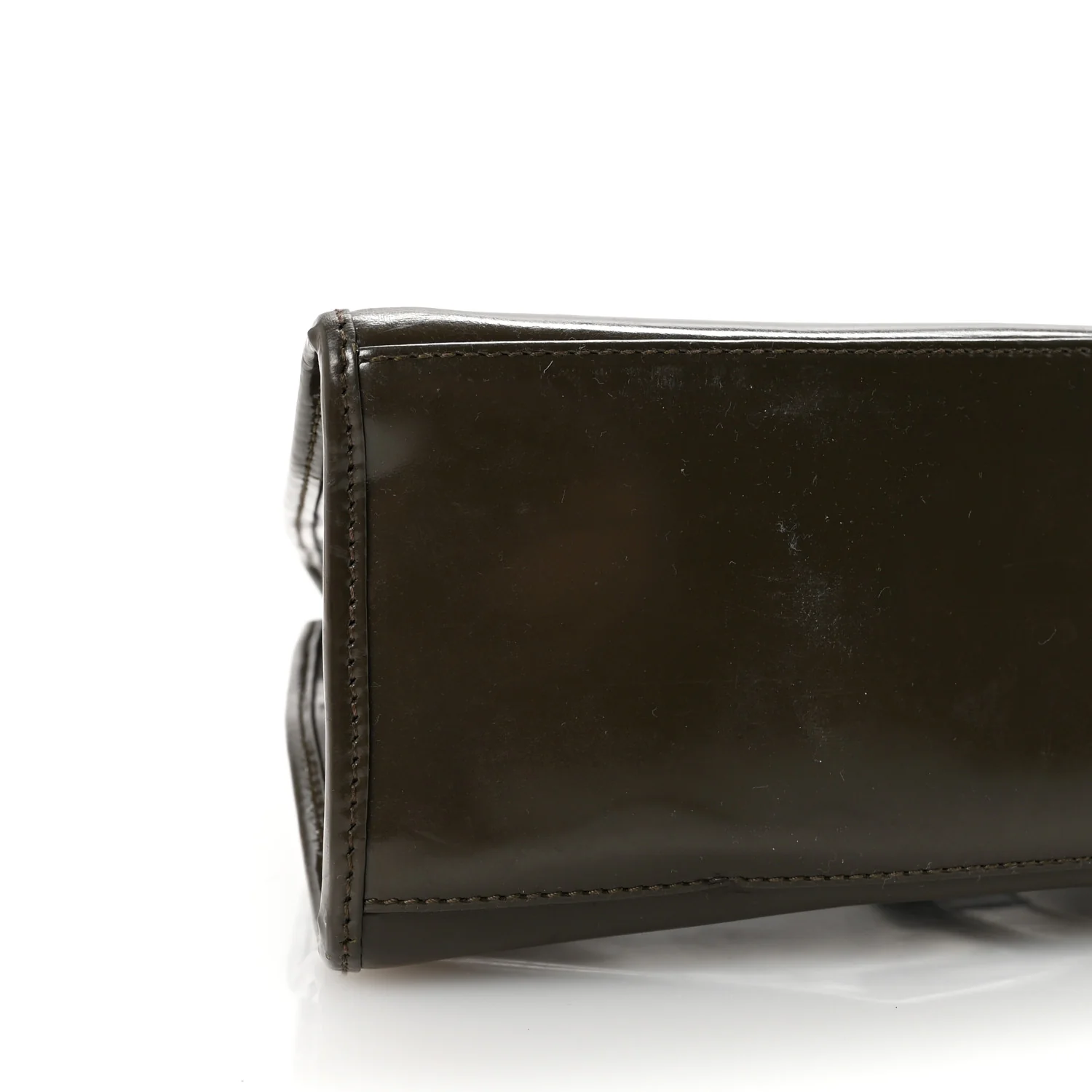 Patent Bardot Shoulder Bag Olive Green - Top Club