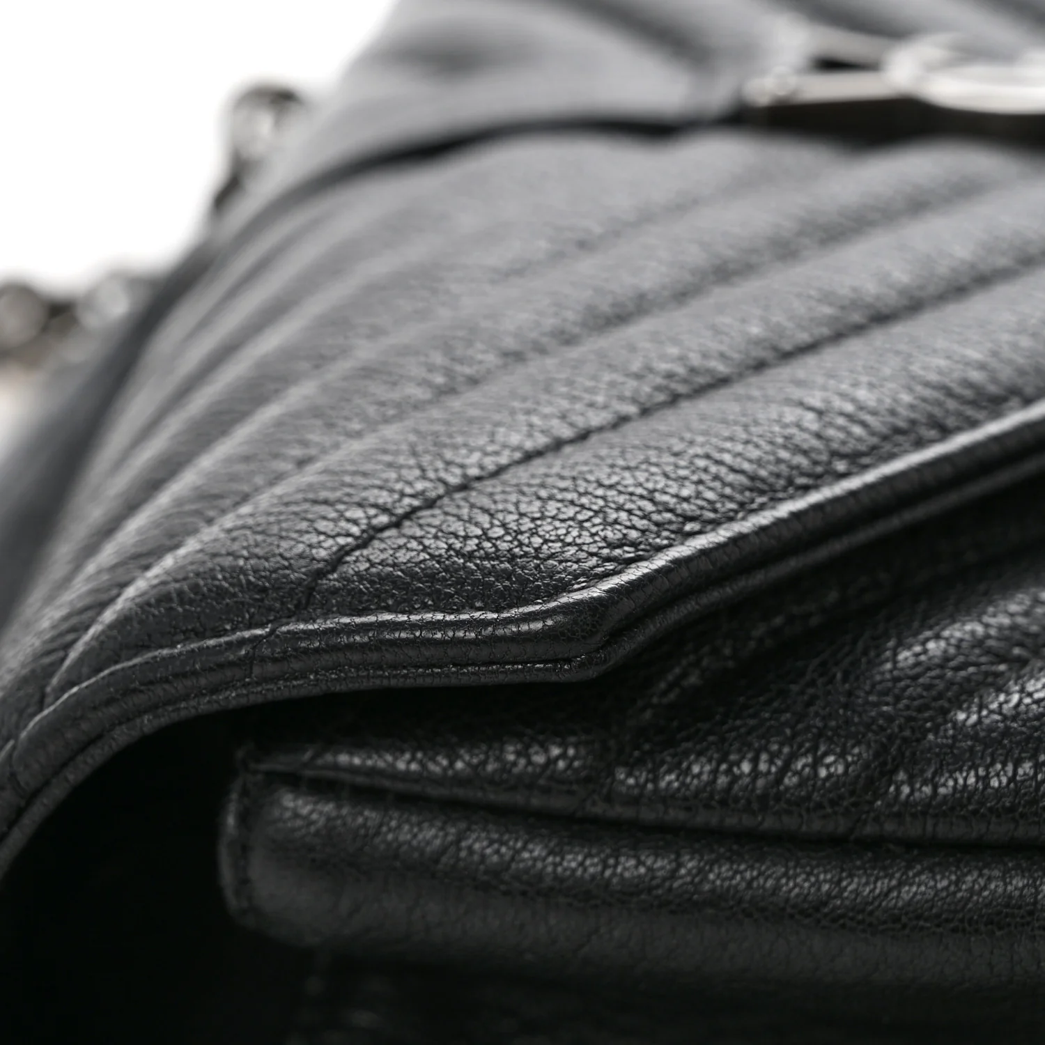 Sheepskin Matelasse Chevron Monogram Medium College Bag Black - Top Club