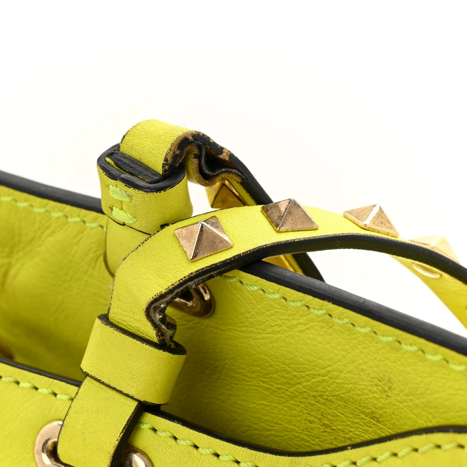Vitello Medium Rockstud Tote Yellow Fluo - Top Club