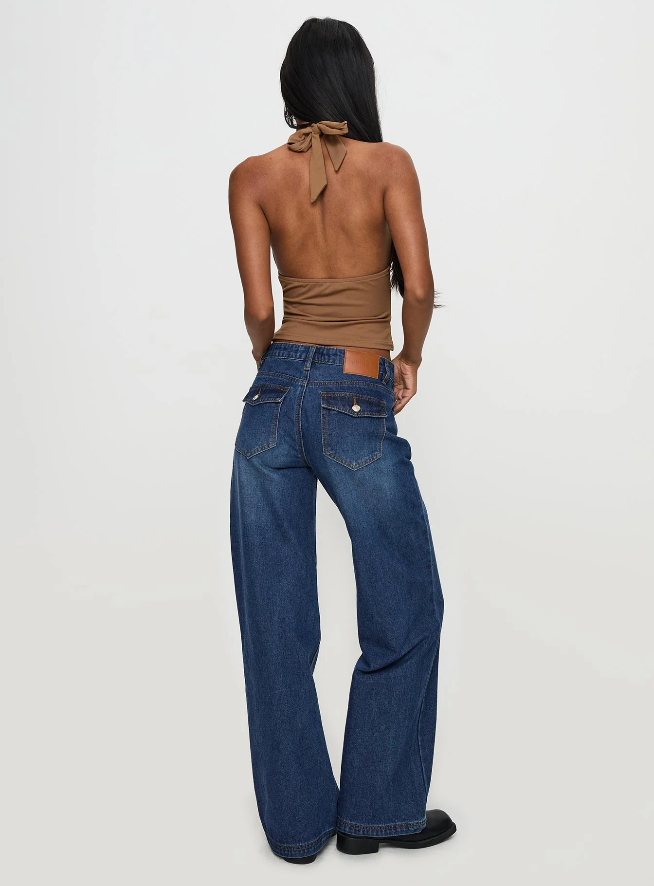 Everlong Mid Rise Wide Leg Jeans Dark Blue Wash