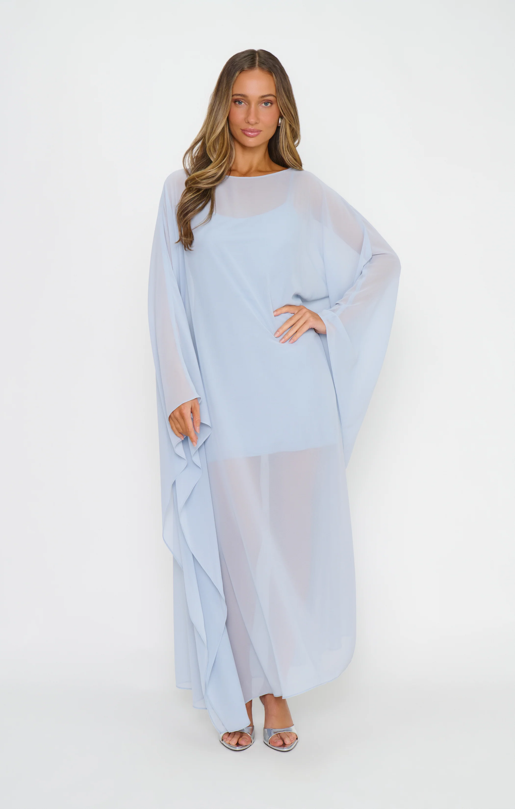 Olsen Maxi Dress ~ Steel Blue Chiffon