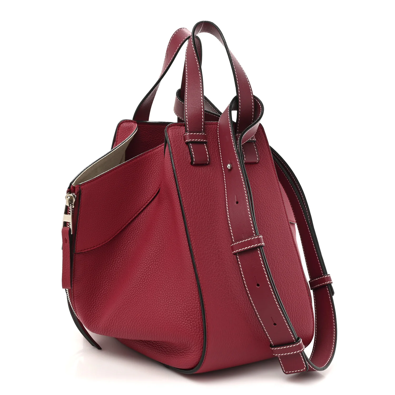 Grained Calfskin Small Hammock Shoulder Bag Raspberry - Top Club