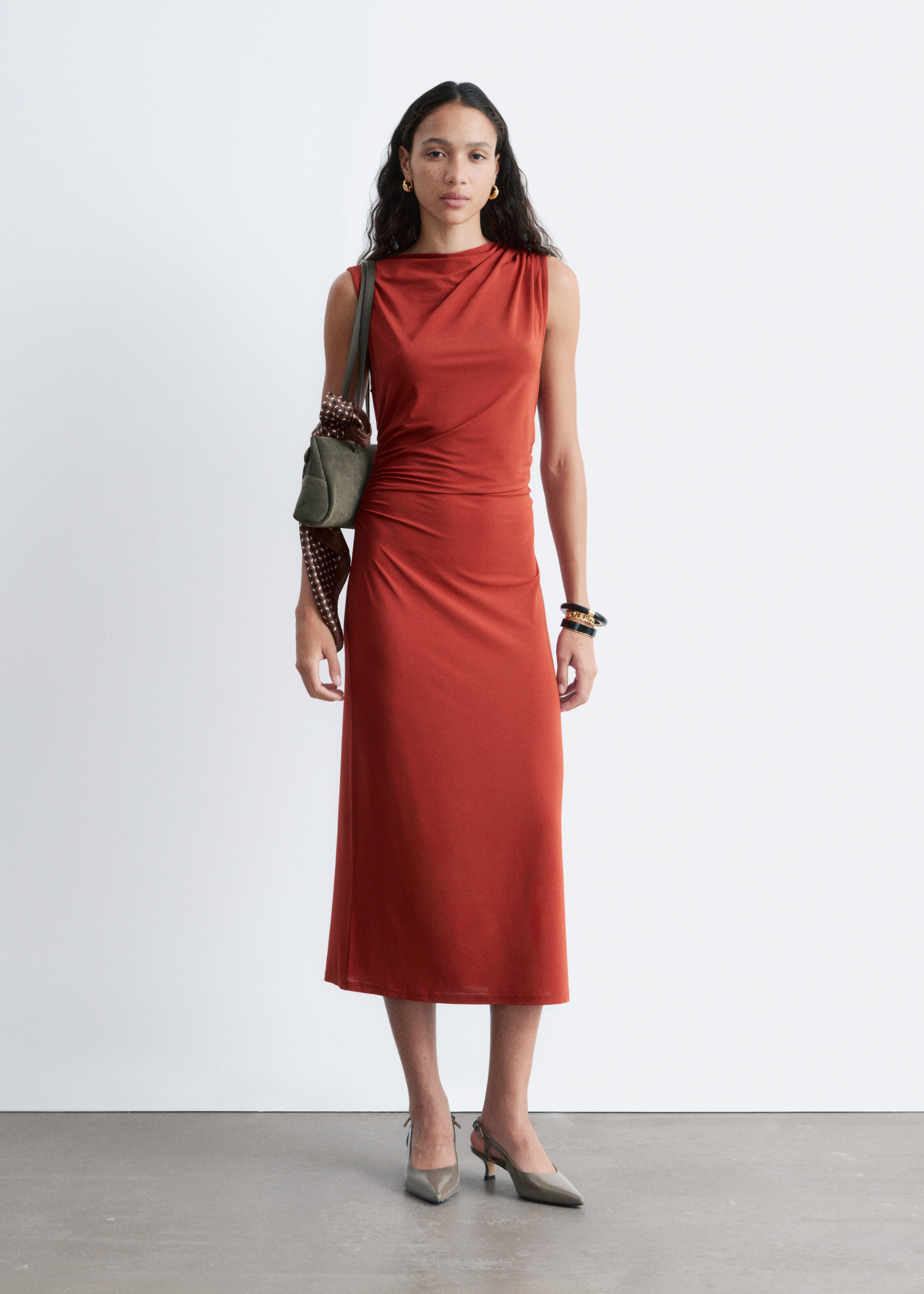 & Other Stories SLEEVELESS DRAPED MIDI DRESS