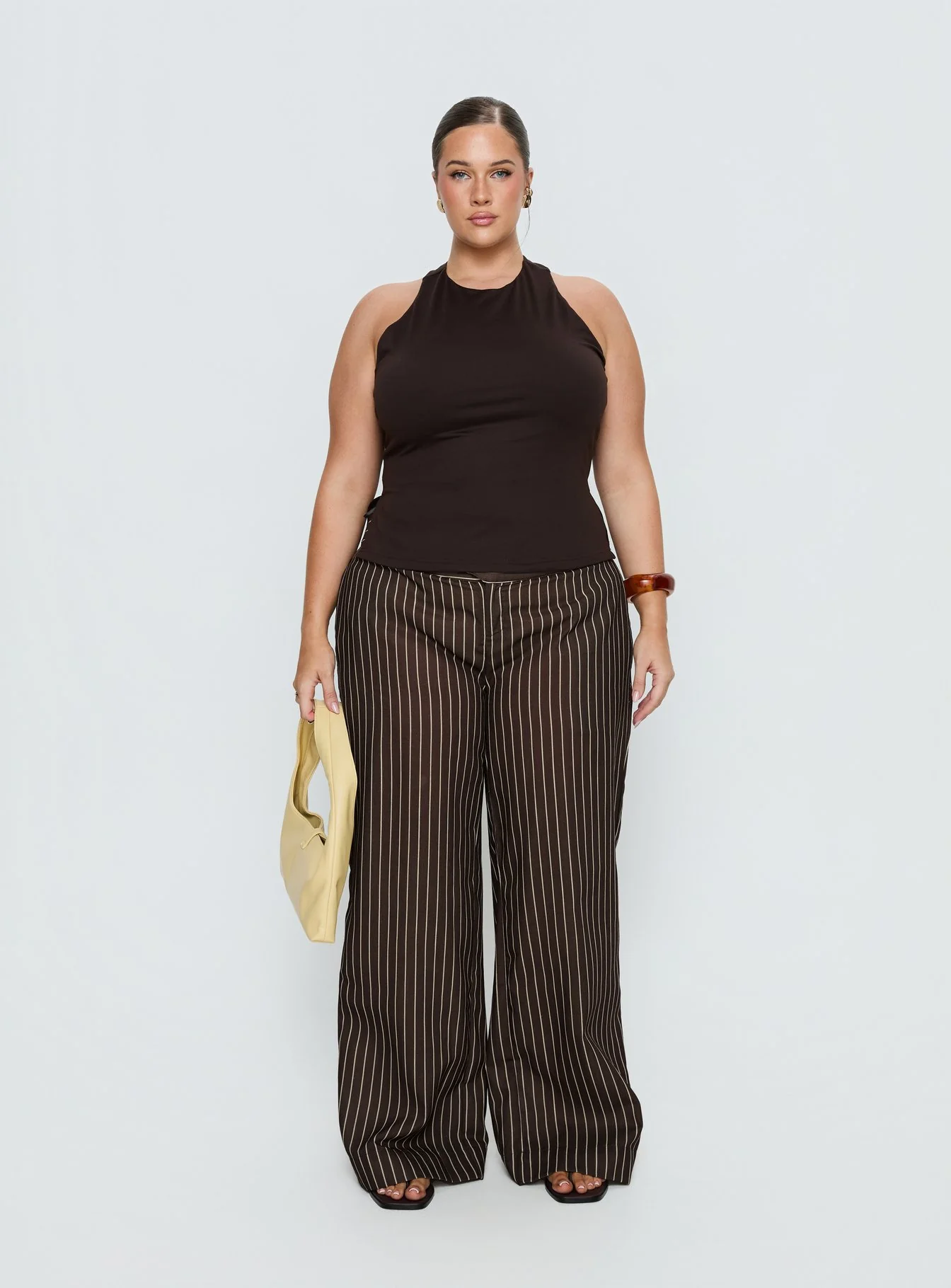 Harlene Back Detail Top Brown Curve