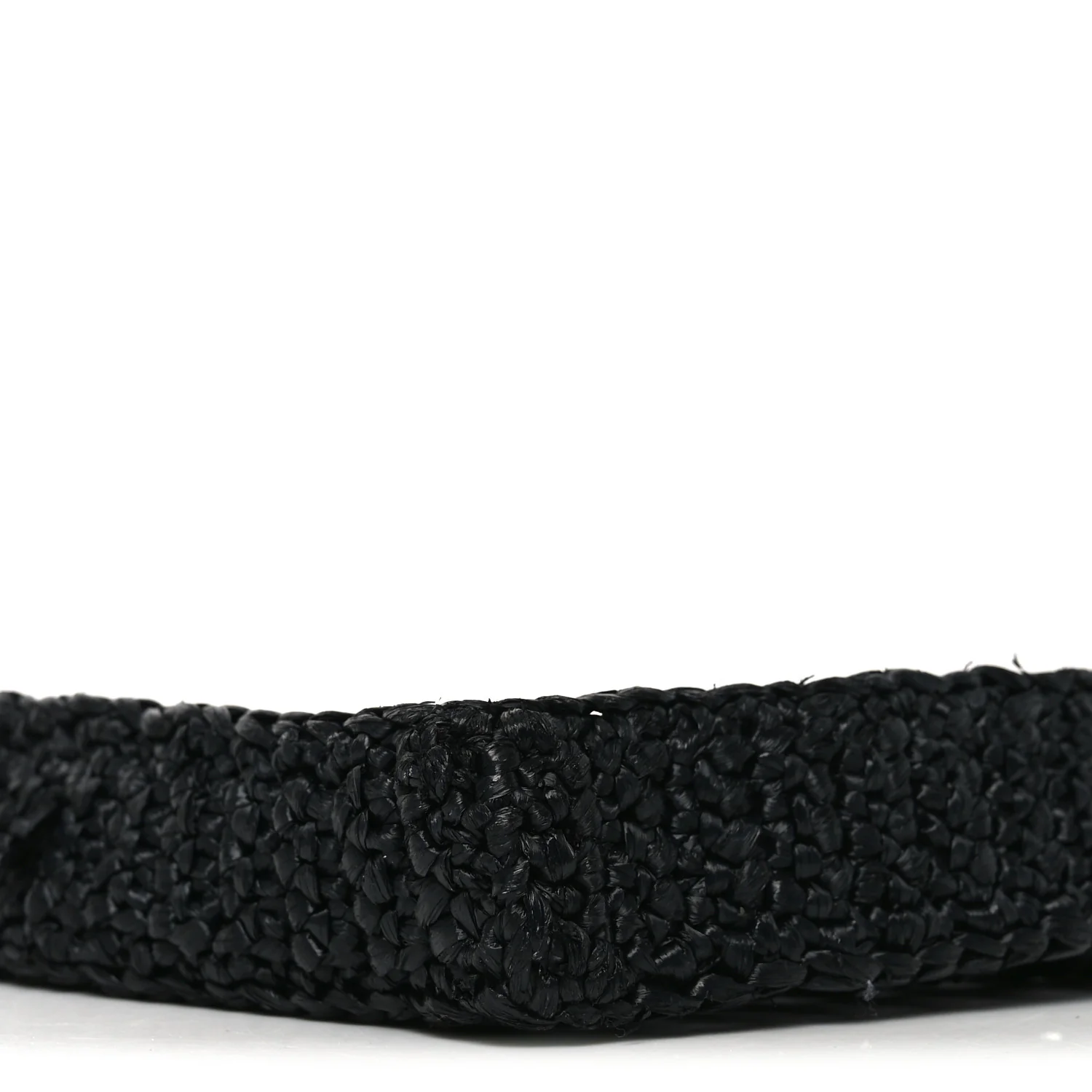 Yarn Raffia Effect Crochet Logo Embroidered Tote Bag Black - Top Club