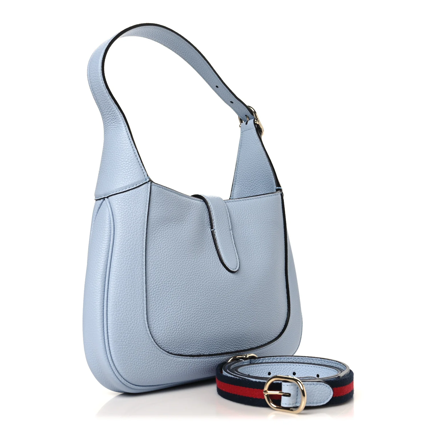 Grained Calfskin Web Medium Jackie 1961 Hobo Light Blue - Top Club