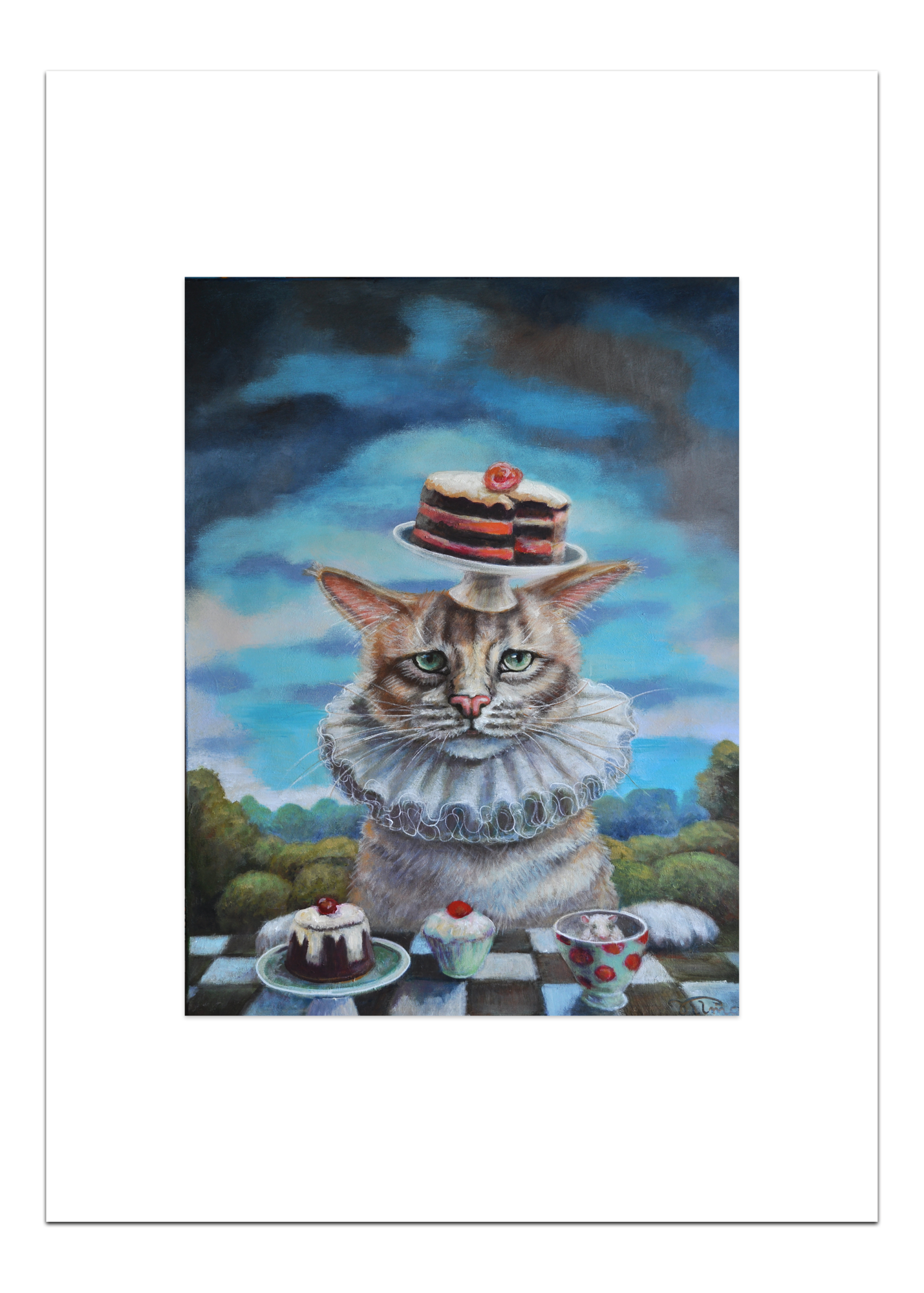 Poster Kat met Taart 30 x 40 cm