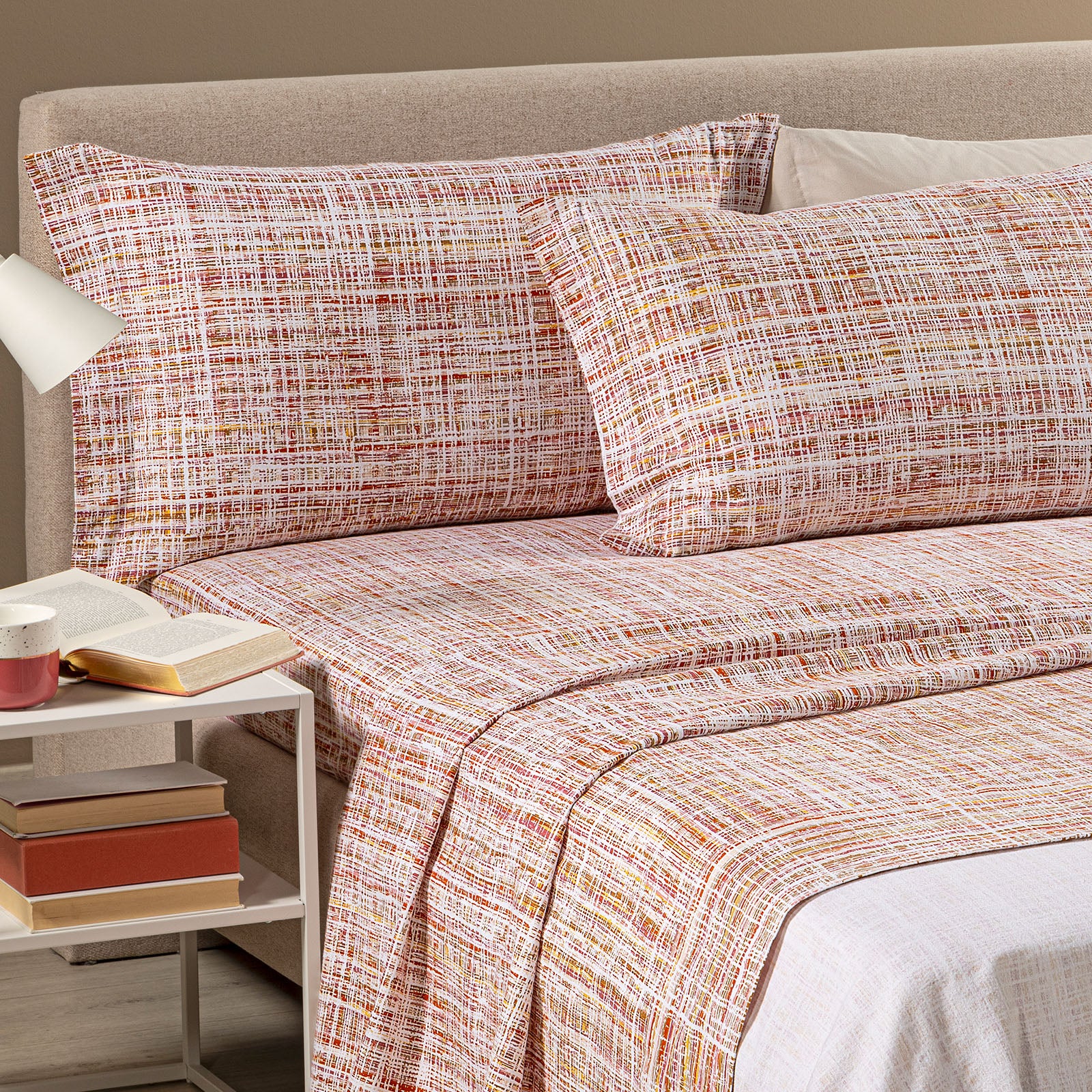 Completo Lenzuola In Flanella Candy Flanella Singolo Corallo Caleffi