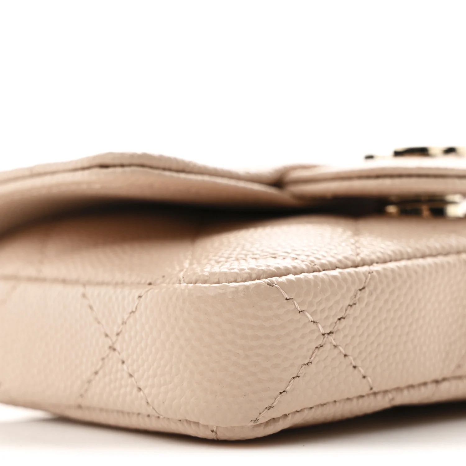 Caviar Quilted Mini Chain Belt Bag Light Beige - Top Club