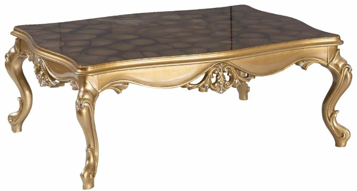 Luxury Baroque Living Room Set Blue / Gold / Silver - 2 Sofas & 2 Armchairs & 1 Coffee Table - Living Room Furniture - Noble & Magnificent