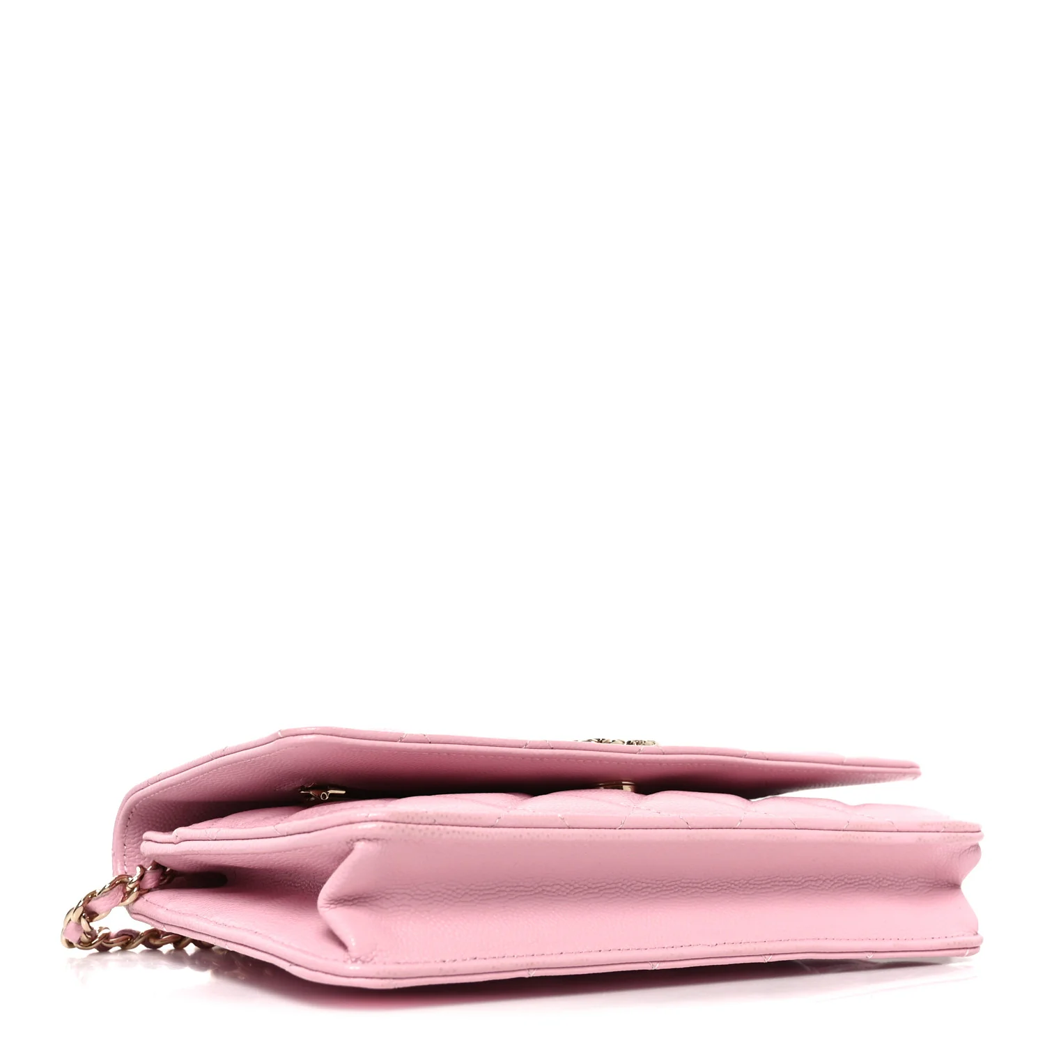 Caviar Quilted Textured CC Wallet on Chain WOC Light Pink - Top Club