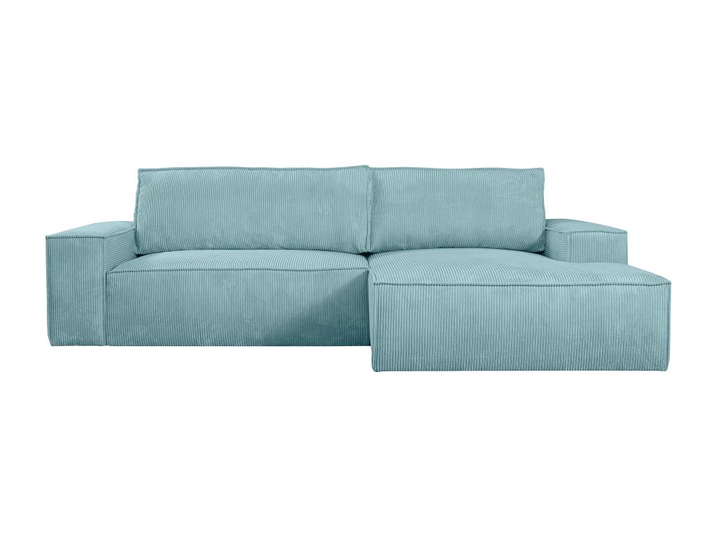 Sofá cama rinconera (ángulo derecho) de pana azul turquesa