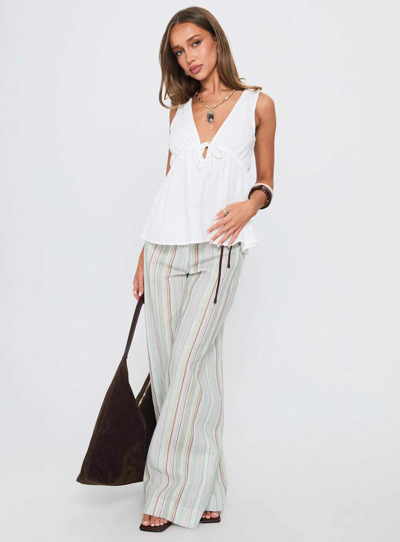 Dianna Babydoll Cami Top White