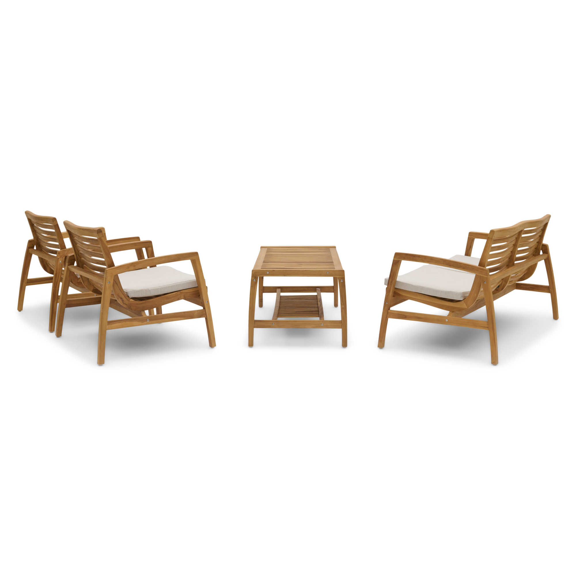 Loungeset Reese naturel teak - set van 4