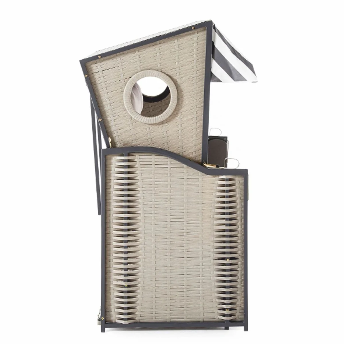 Beach chair with roof gray / white 114 x 72 x H. 160 cm