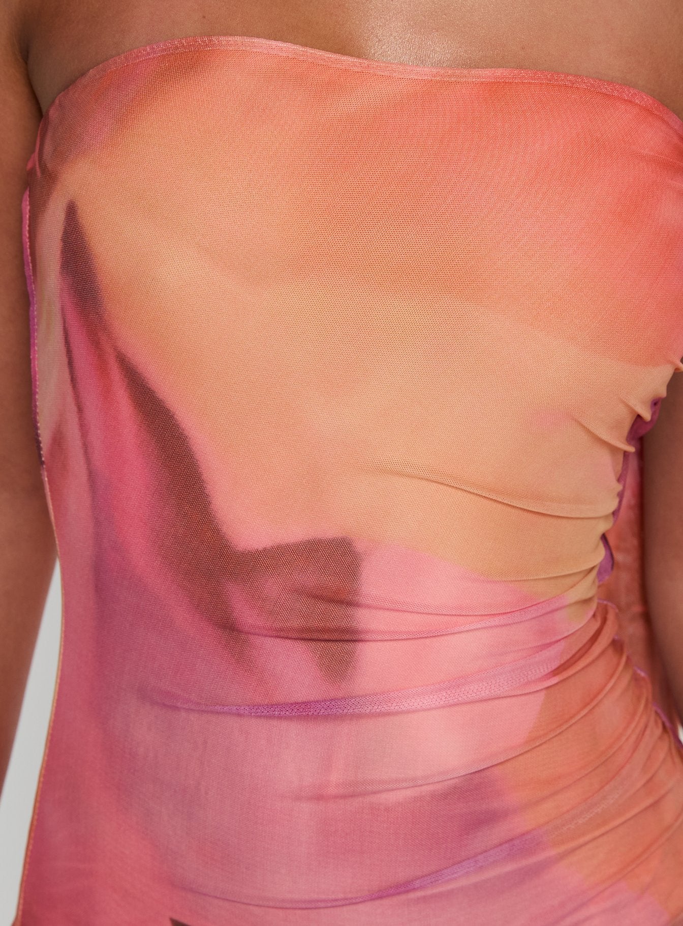 Davynn Scarf Detail Strapless Maxi Dress Pink Multi