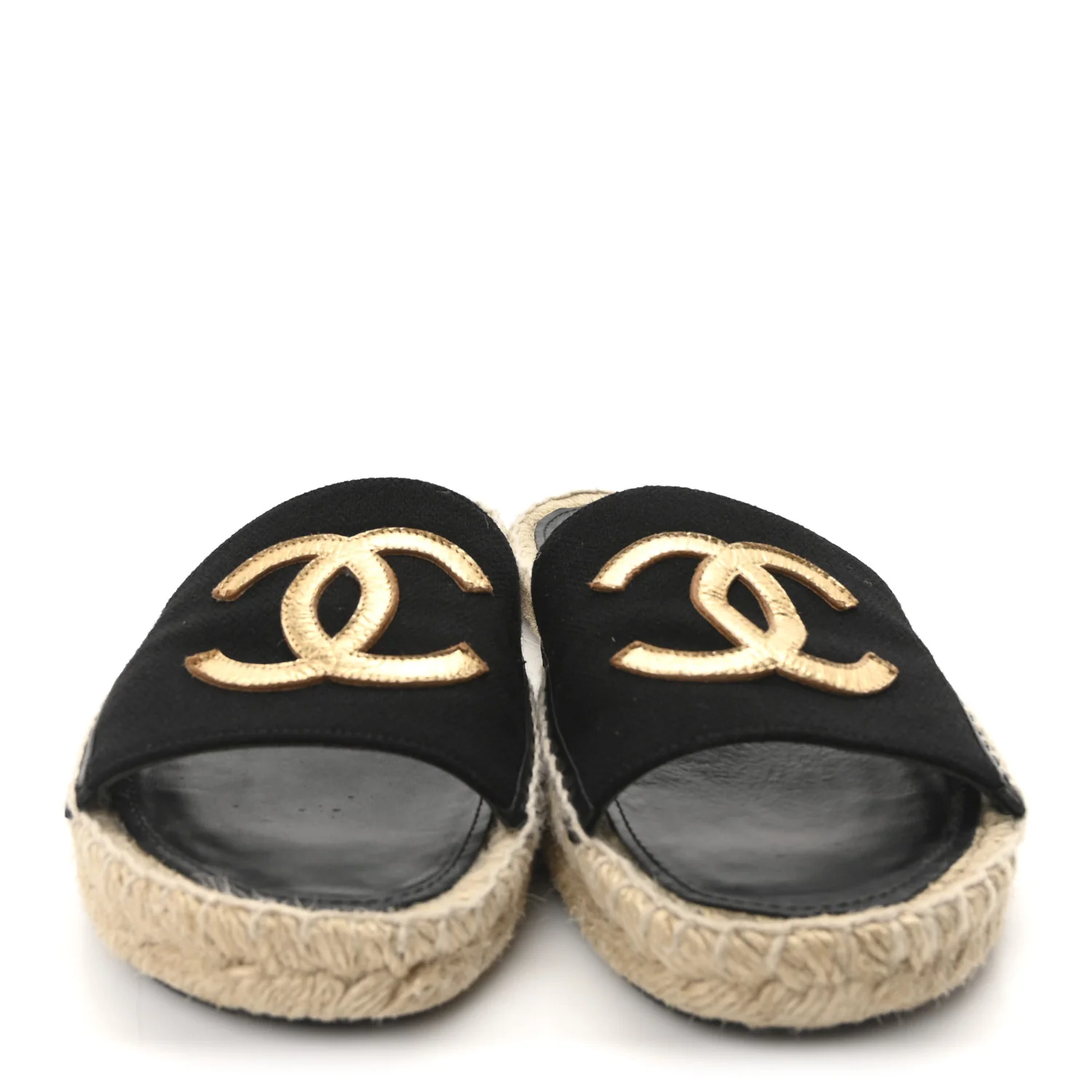 Wool Laminated Lambskin CC Slide Sandals 41 Black Gold - Top Club