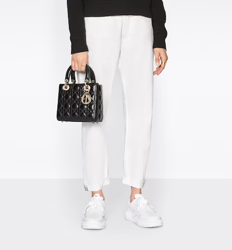 SMALL LADY D MY ABCD BAG Black Cannage Lambskin - Top Club