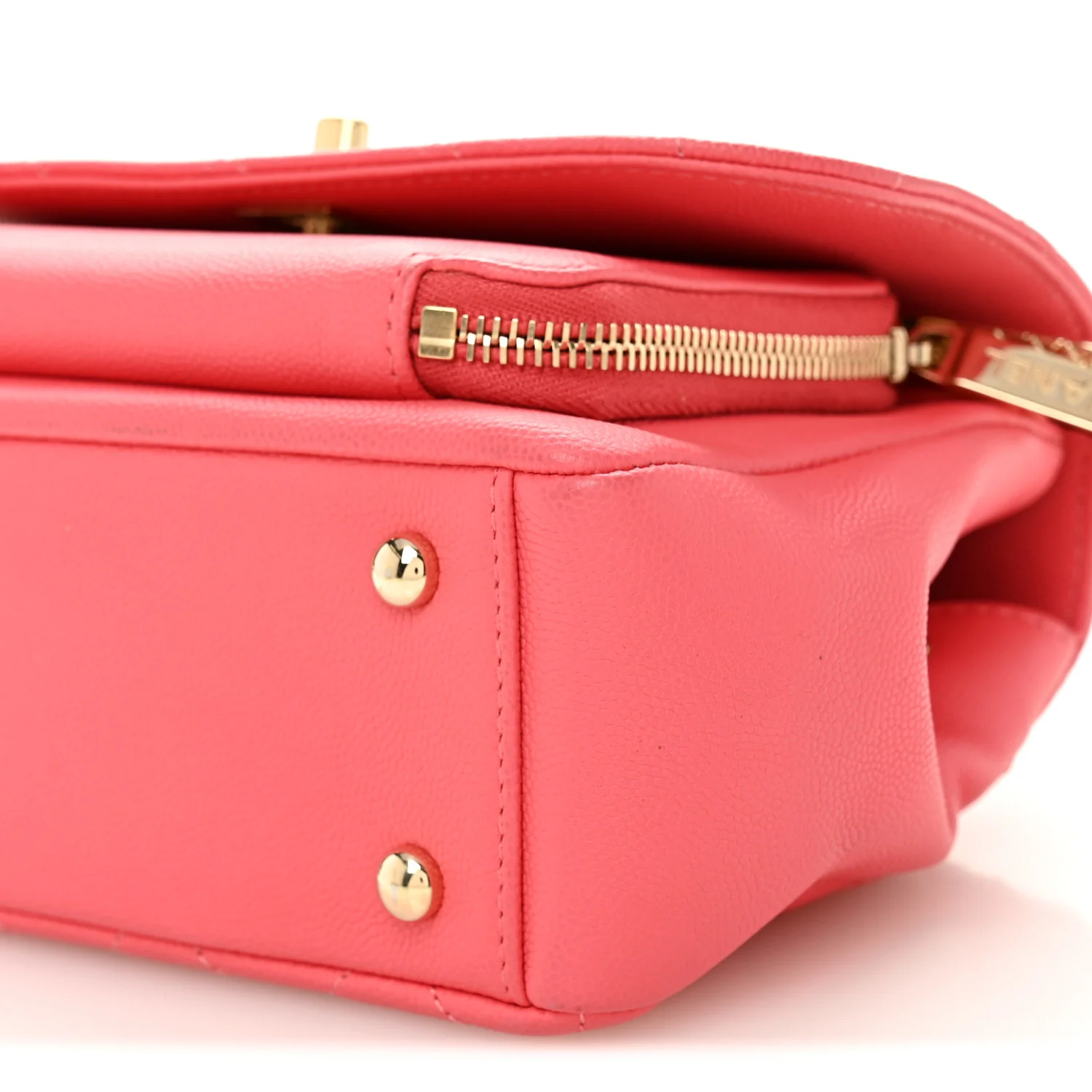 Caviar Quilted Small Business Affinity Flap Coral - Top Club