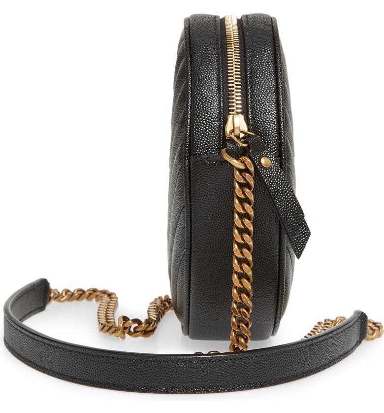 Y Vinyle Round Camera Bag in Chevron-Quilted Grain de Poudre Embossed Leather - Top Club