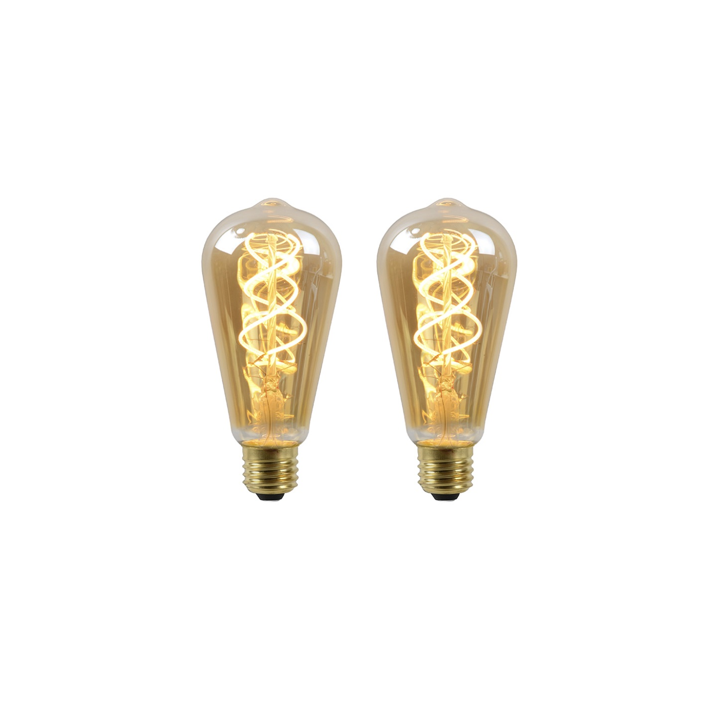 SET - 2X EDISON SPIRAAL AMBER - 3 STEPS DIMMABLE