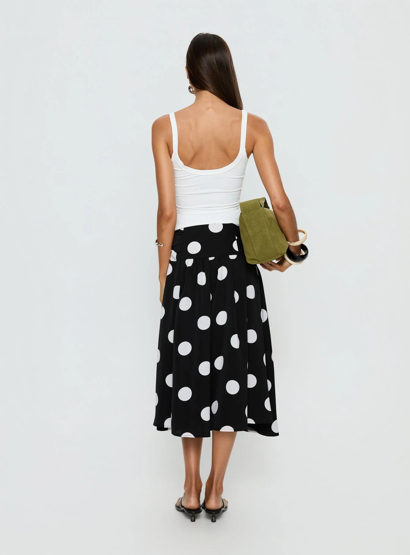 Picture It Midi Skirt Black Polka Dot