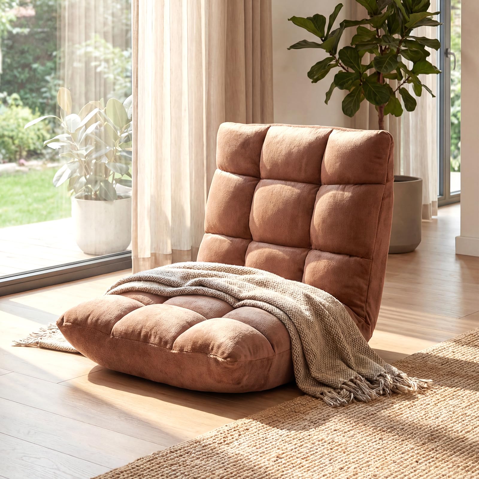 BEFOUNDLOVELY Floor Chair with Back Support, Foldling Gaming Sofa Chair with Comfy Cushion