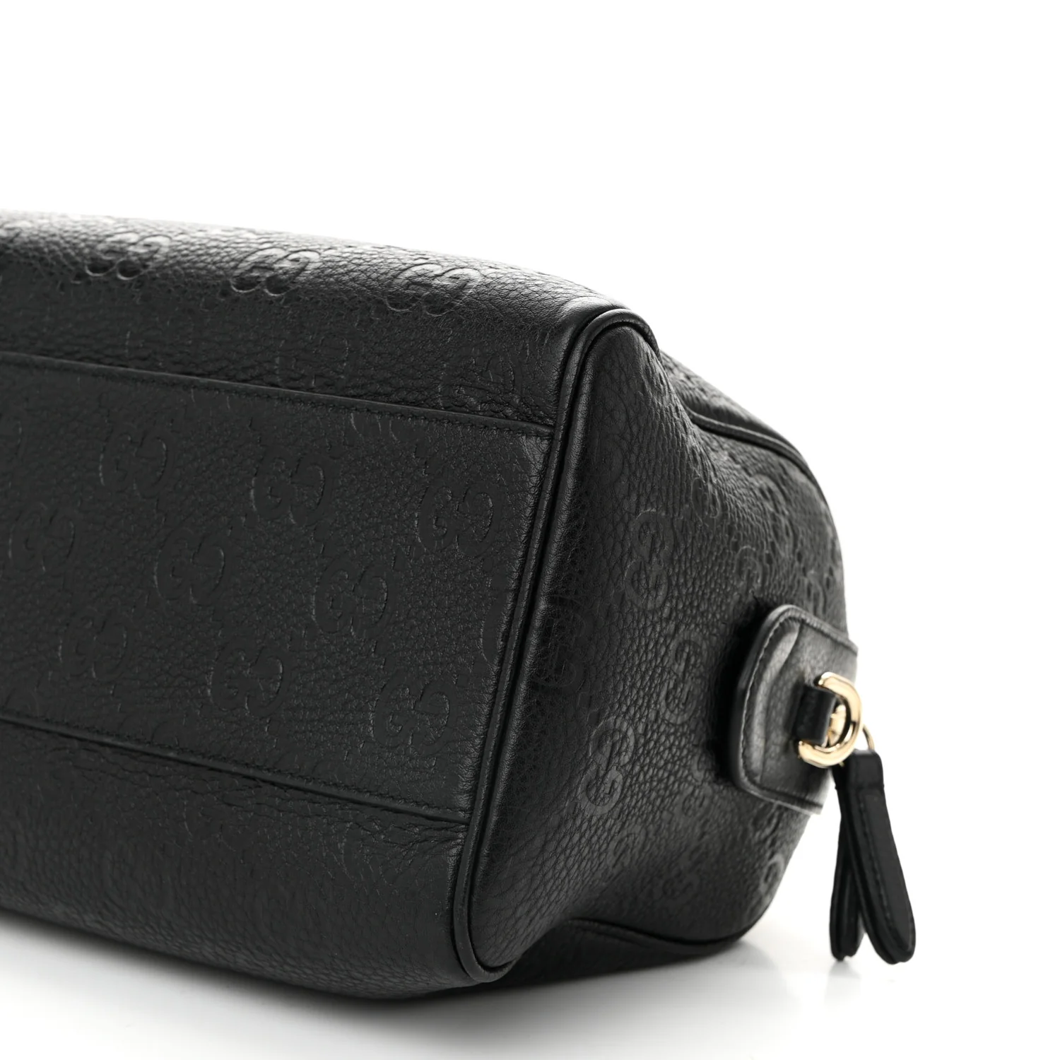 Calfskin GG Emblem Small Top Handle Bag Black - Top Club