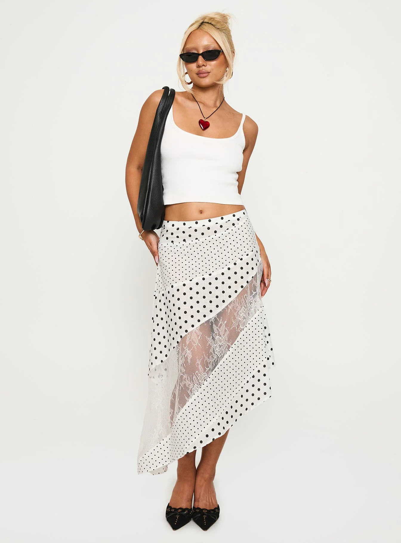 Rennar Maxi Skirt White / Polka Dot Petite