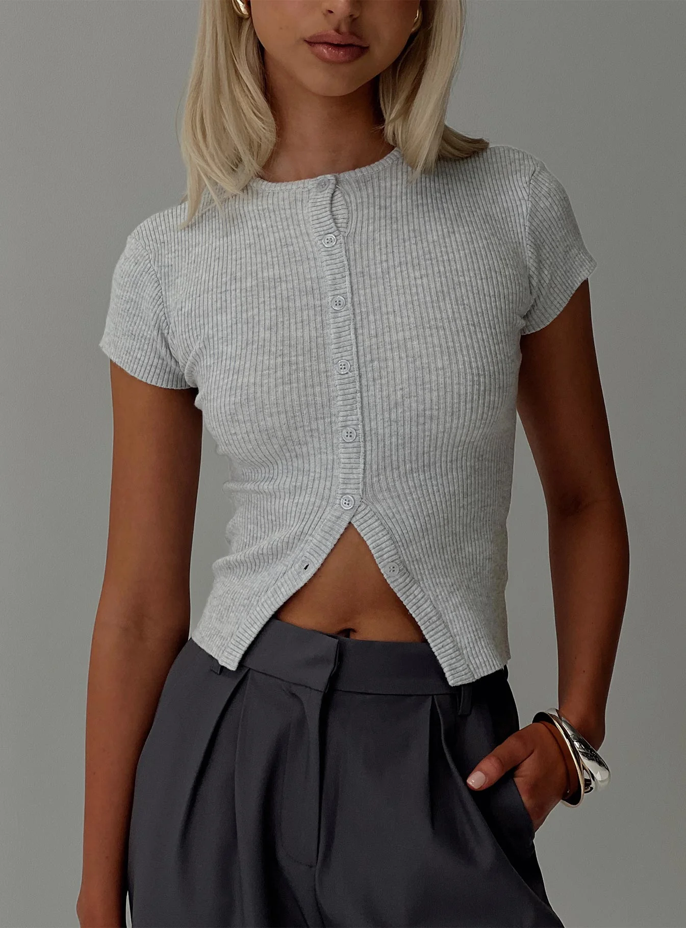 Suzu Knit Top Grey