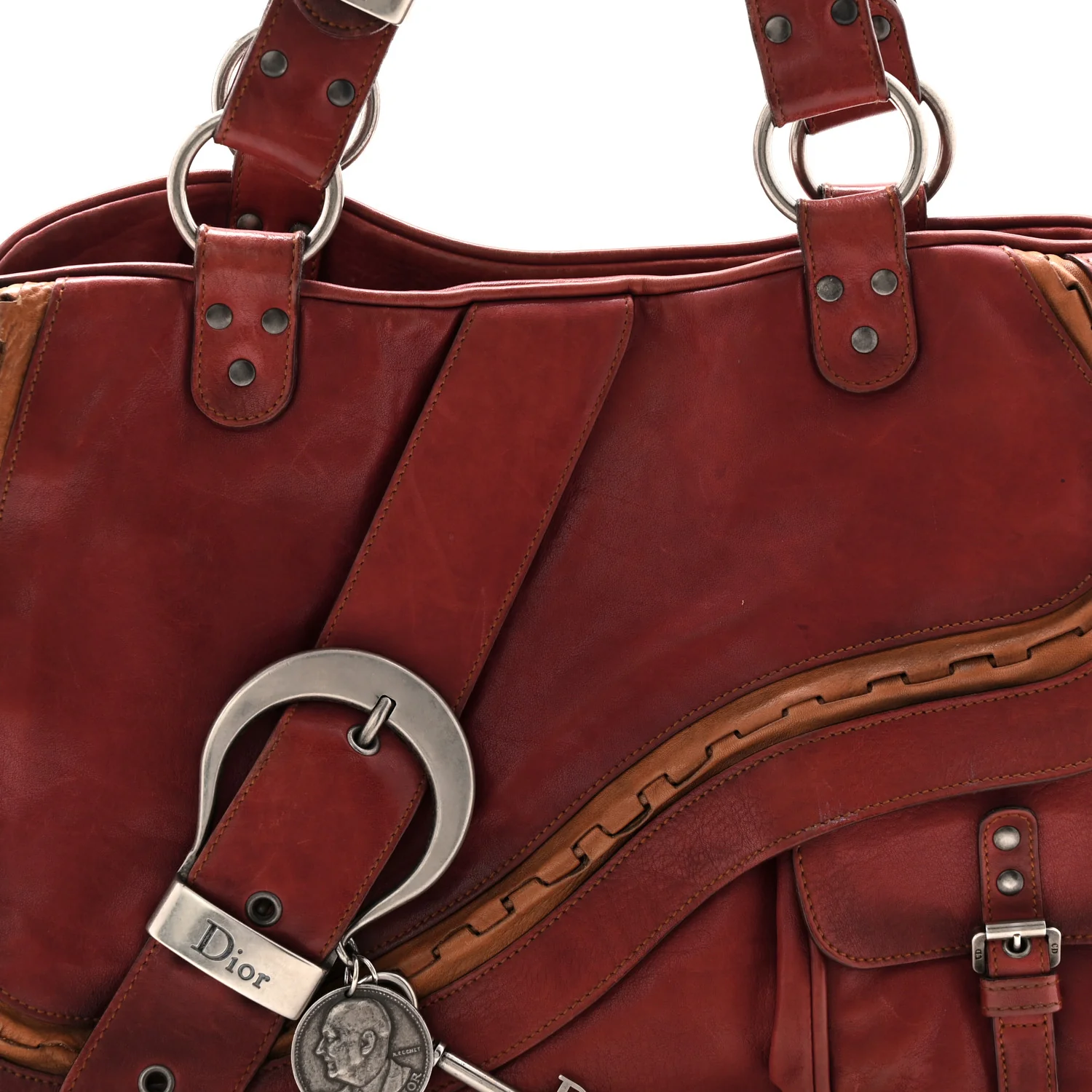 Calfskin Large Gaucho Double Saddle Bag Red - Top Club