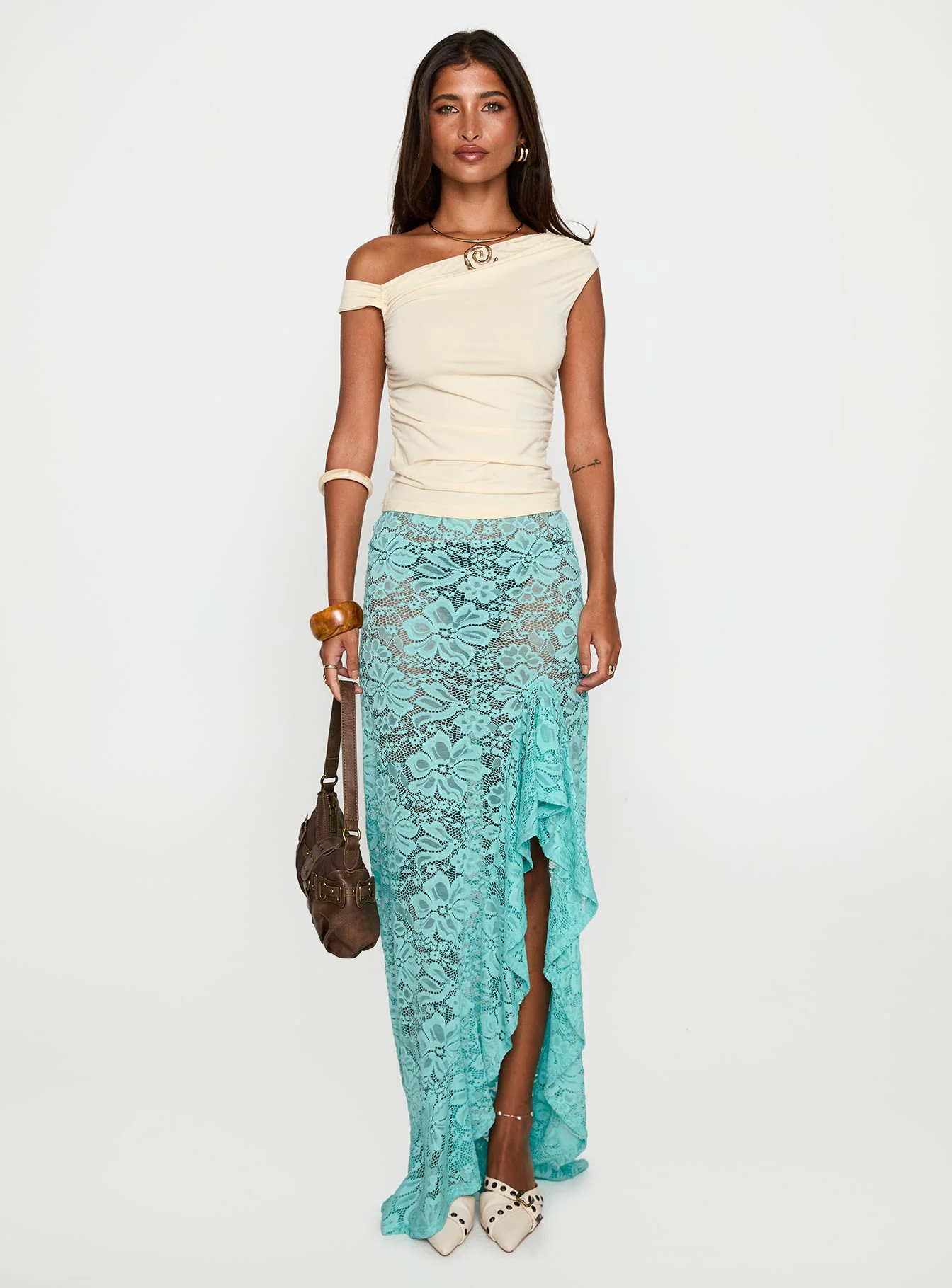 Bluemoon Lace Maxi Skirt Blue