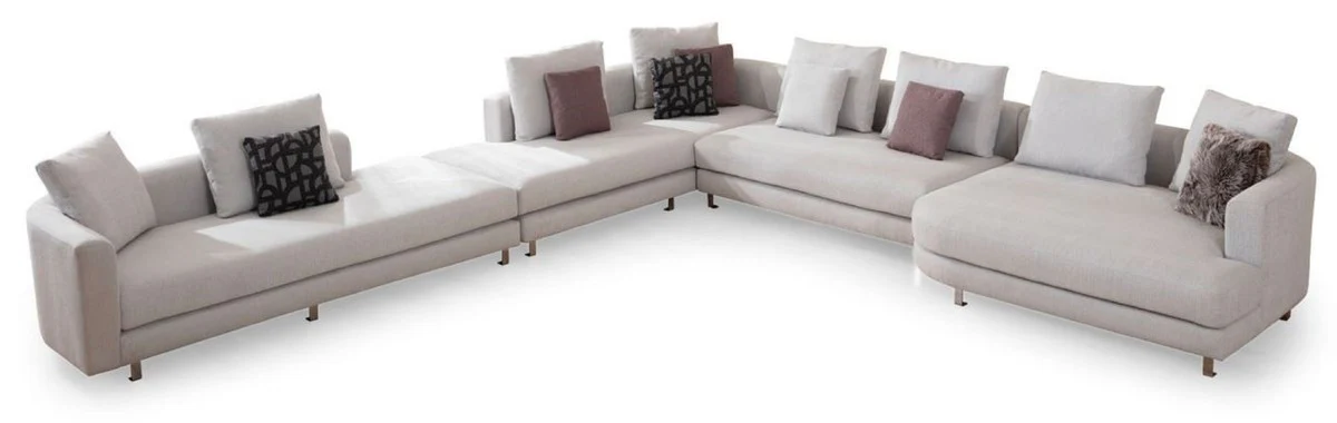 Luxury corner sofa gray / silver 424 x 430 x H. 90 cm - Living room sofa - Living room furniture - Luxury furniture - Luxury living room furnishings
