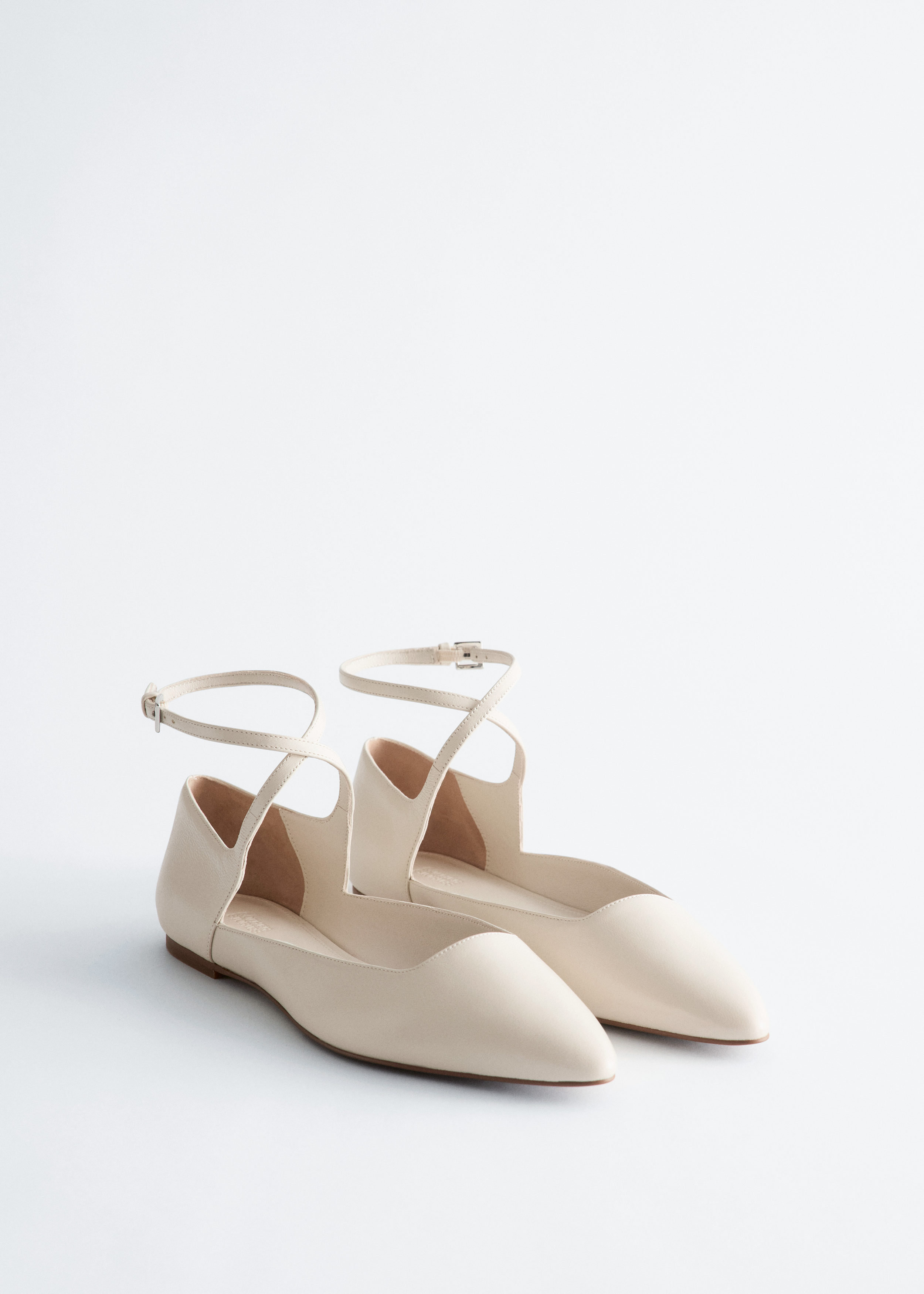 & Other Stories LEATHER CROSS-STRAP BALLET FLATS